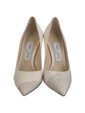 Jimmy Choo Ivory Studded Pointed-Toe Pumps